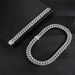 Diamond shaped Cuban necklace double row zircon trendy brand personality hip hop men's bracelet jewelry_ipsvogv.com
