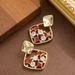 Korean Version Exquisite Fashionable Diamond Studded Colored Zircon Geometric Square For Women With A Sense Of Luxury_ipsvogv.com