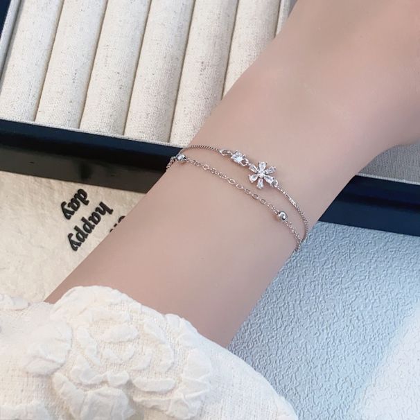 Fashionable Cherry Blossom Double-layer Bracelet For Girls, Light Luxury, Niche, Exquisite, High-end, Minimalist Design,_ipsvogv.com