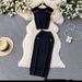 Women's Clothing sleeveless tops all match high waist skirt temperament lady style two piece suit_ipsvogv.com