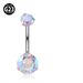 Women's Jewelry Titanium Alloy 6 14mm Rod Grab Double Head Zircon Navel Ring Inner Thread Belly Button Buckle Body Piercing Navel Ornament_ipsvogv.com
