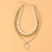 Temperament Pearl Chain Gold Peach Heart Pendant Necklace Street Shooting Women's Multi Layer Necklace_ipsvogv.com