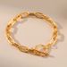 Popular minimalist ins paper clip plated K real gold chain hollow design OT buckle cold style bracelet_ipsvogv.com