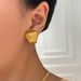 Hot Selling Real Gold Electroplated Titanium Steel Vintage Retro Vertical Grain Fashionable Earrings_ipsvogv.com