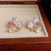 Spring New Fashion Sweet Versatile Diamond-Studded Pearl Five-Petal Flower For Women S Silver Needle Light Luxury_ipsvogv.com