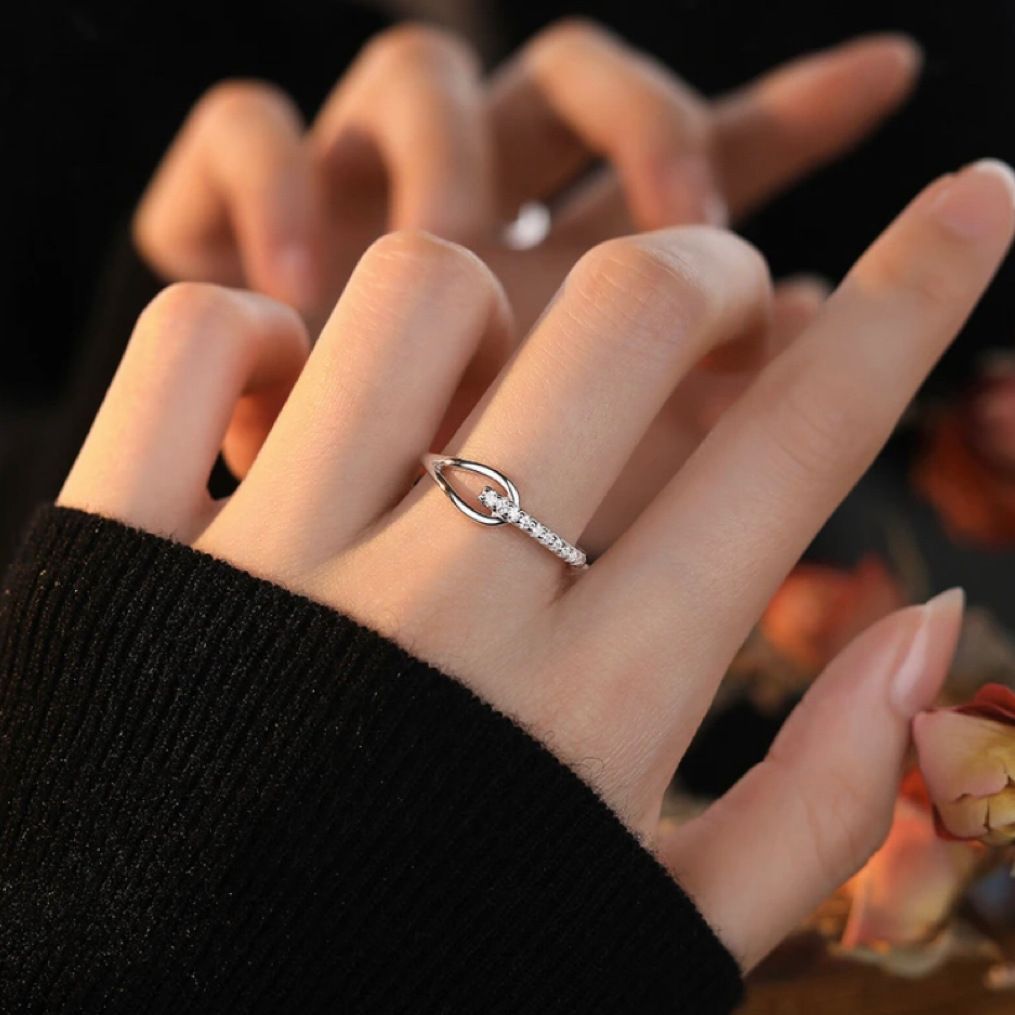 Silver Moissanite Ring Niche High End Design Finger Love Note Symbol Small Row Ring Female_ipsvogv.com