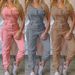 Women's fashion cargo jumpsuit belt sleeveless suspenders simple constraint foot pants_ipsvogv.com