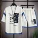 Men's Clothing Short-sleeved T-shirt men's two-piece set mid-sleeve hot sale 2024 new style trendy five-point sleeve top casual suit pure cotton_ipsvogv.com