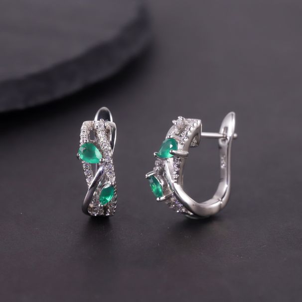 Small And Exquisite Natural Topaz Earrings S925 Sterling Silver Cluster Inlaid Green Chalcedony Colored Gemstone Earrings Niche_ipsvogv.com