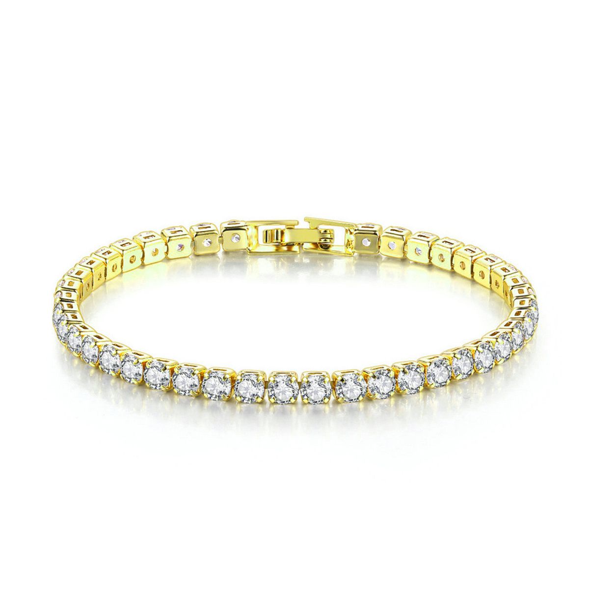 Zircon Bracelet Single Row 4mm Round Full Diamond Tennis Chain Hip Hop Fashion Bracelet_ipsvogv.com
