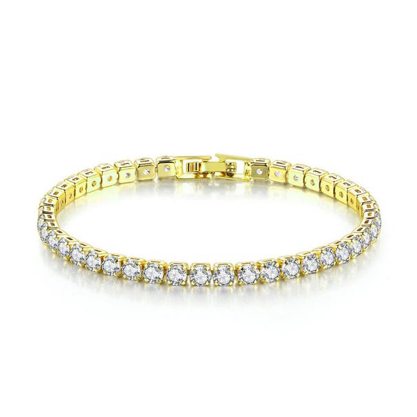 Zircon Bracelet Single Row 4mm Round Full Diamond Tennis Chain Hip Hop Fashion Bracelet_ipsvogv.com