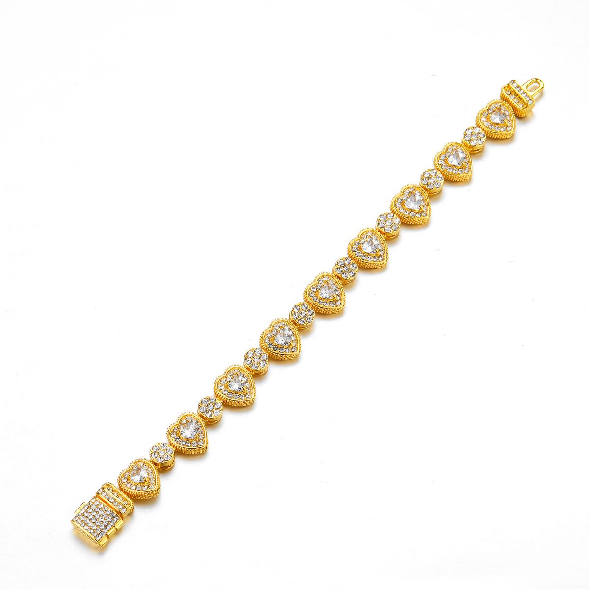 Hip Hop New Love Rock Candy Zirconium Splicing Necklace 12mm Geometric Cuban Chain Personality Fashion Trend Jewelry_ipsvogv.com