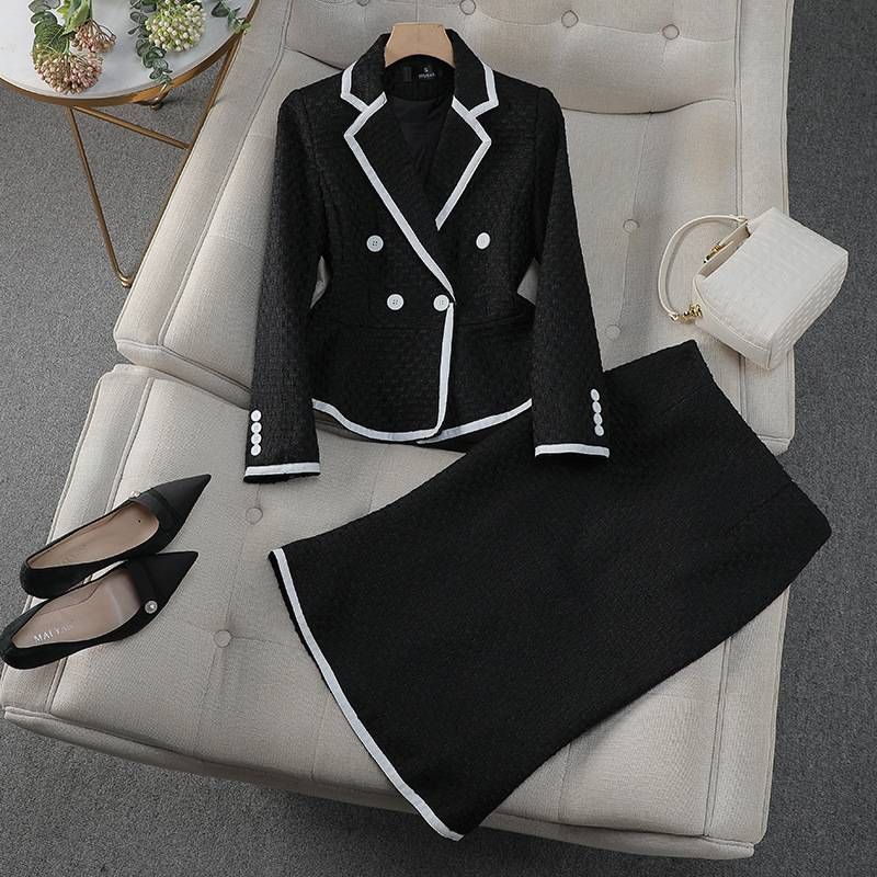 Women's Clothing tweed fishtail skirt suit fashionable temperament professional suit formal wear_ipsvogv.com