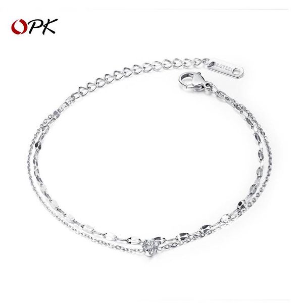 Women's Jewelry Fashionable And Compact Double Layer Single Diamond Stainless Steel Jewelry Rose Gold Plated Women's Titanium Steel Bracelet_ipsvogv.com