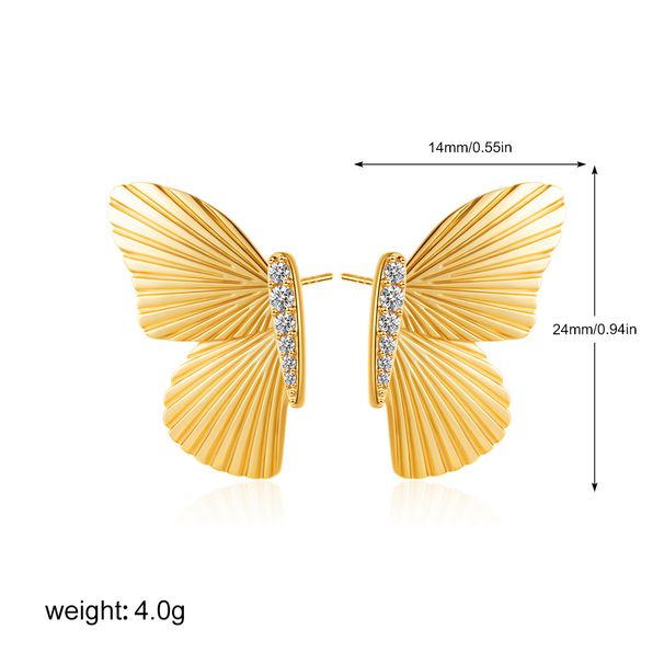 Women’s Jewelry Set Fashion Fashion High End Retro Symmetrical Gold Zircon Earrings Butterfly Shape Earrings_ipsvogv.com