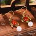 Ancient Style New Chinese Style Floral Tassel Pearl Earrings Hanfu Accessories Earrings Hetian Jade Green Agate Temperament Ear Hooks_ipsvogv.com