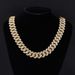 20MM Hip Hop Full Thick Necklace Zinc Alloy Exaggerated Three Rows Diamond Cuban Chain Men's_ipsvogv.com
