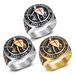 New Hip-Hop Men's Titanium Steel Gold-Plated Templar Red Cross Shield Ring_ipsvogv.com