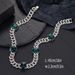 Men’s Jewelry Set Fashion Emerald New Hip Hop Necklace Fashion High Grade Alloy Rhinestone Cuban Chain_ipsvogv.com