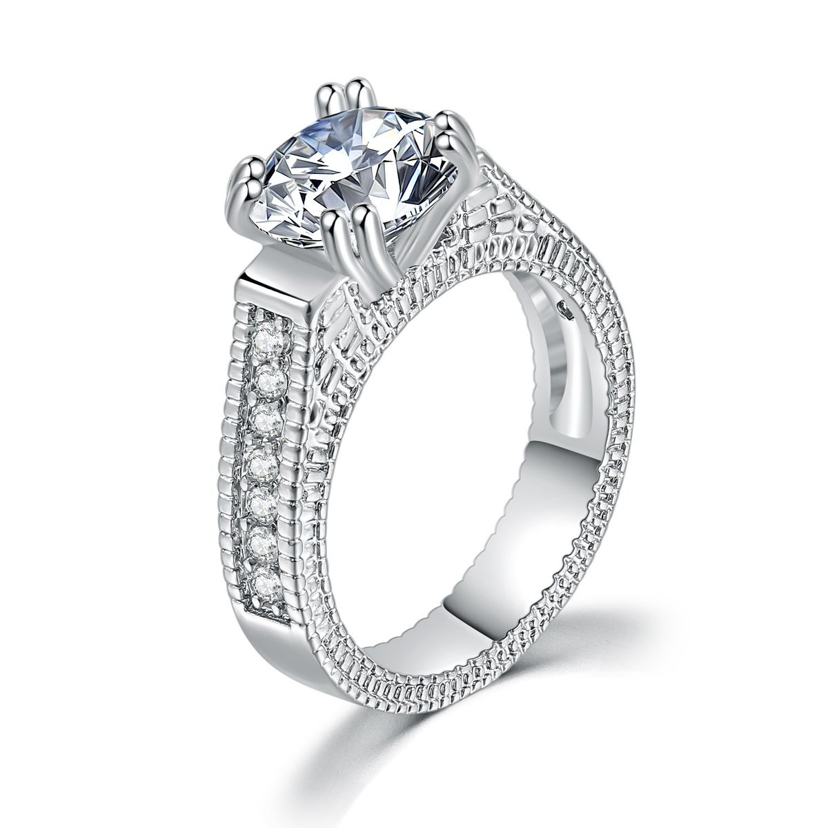 Classic engagement ring for women, inlaid with zircon and platinum popular jewelry_ipsvogv.com