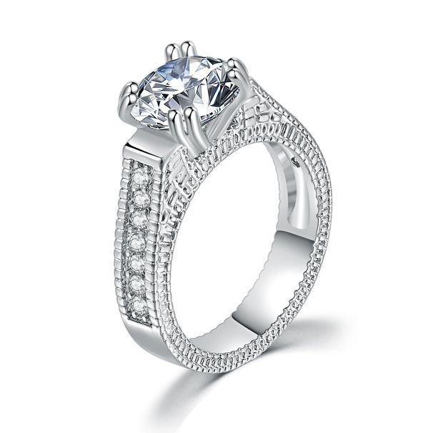 Classic engagement ring for women, inlaid with zircon and platinum popular jewelry_ipsvogv.com