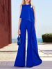 Women's Clothing solid color fashion temperament vest high waist wide leg pants women's irregular zipper jumpsuit _ipsvogv.com