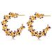 Real gold electroplated geometric irregular round winding design personality earrings inlaid with zircon mixed color_ipsvogv.com