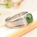 Simple Elegant Hetian Biyu Men's And Women's Open Silver Inlaid Plated White Jade Diamond Ring_ipsvogv.com