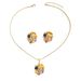 Geometric style women's inlaid long necklace jewelry set irregular earrings niche collarbone chain_ipsvogv.com