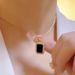 Black Rectangular Titanium Steel Necklace For Women's Versatile High-end Accessories, Light Luxury Collarbone Chain_ipsvogv.com
