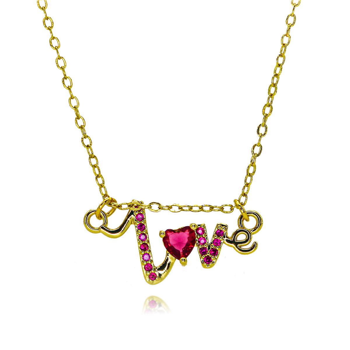 Temperament Sweet And Smart LOVE Copper Plated Gold Necklace Live Broadcast Korean Version Of Girls Pendant Clavicle Chain Girlfriends_ipsvogv.com