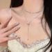 Double Layered Bow, Zircon Tassel Necklace, Women's 2024 New Collarbone Chain, Light Luxury, Niche, And High-end_ipsvogv.com