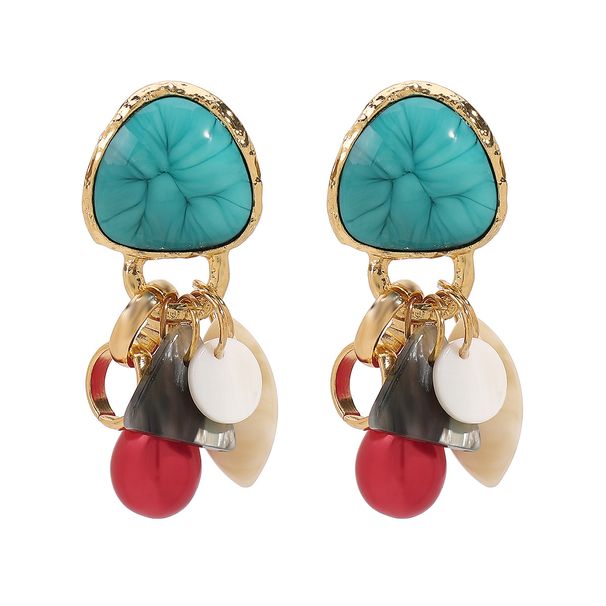 13099 fashionable ethnic style ZA trendy design irregular geometric resin bead earrings_ipsvogv.com