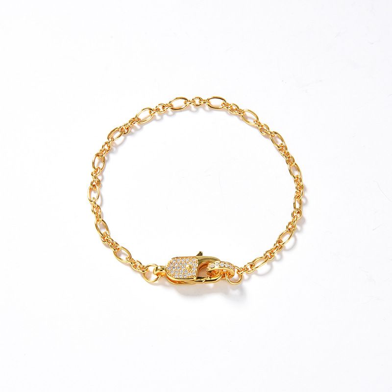 Light Luxury Fashionable Lock Inlaid Zircon Design S925 Silver Plated Gold Necklace Bracelet Female_ipsvogv.com