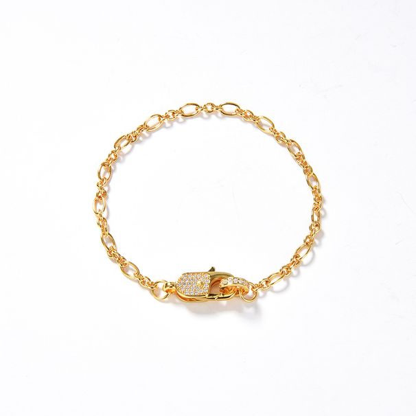 Light Luxury Fashionable Lock Inlaid Zircon Design S925 Silver Plated Gold Necklace Bracelet Female_ipsvogv.com