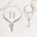 Women’s Jewelry Set Fashion Wedding Studio Bridal Accessories Sparkling Diamond Three Layer Heart Tassel Necklace/earring Set_ipsvogv.com