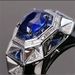 Blue Zircon Men's Ring, Light Luxury, Atmospheric Temperament, Fashionable And Versatile, High-end Sense, Niche Design,_ipsvogv.com