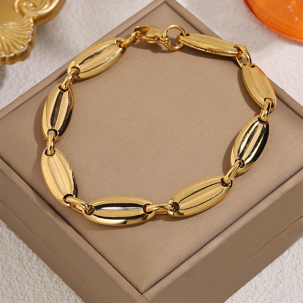 New Titanium ING Style Electroplated Real Gold Stainless Steel Elegant Men's DIY Bracelet_ipsvogv.com