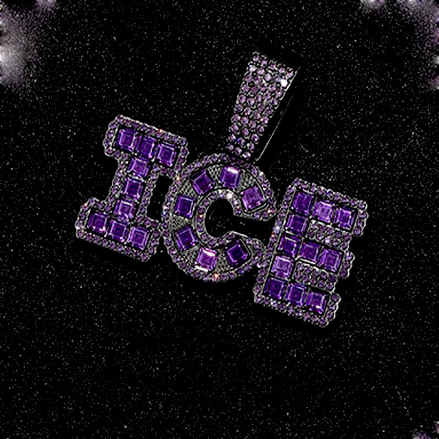 Alloy Diamond Purple ICE Hip Hop Pendant Jewelry Ins Personalized Fashion Cool Cuban Chain_ipsvogv.com