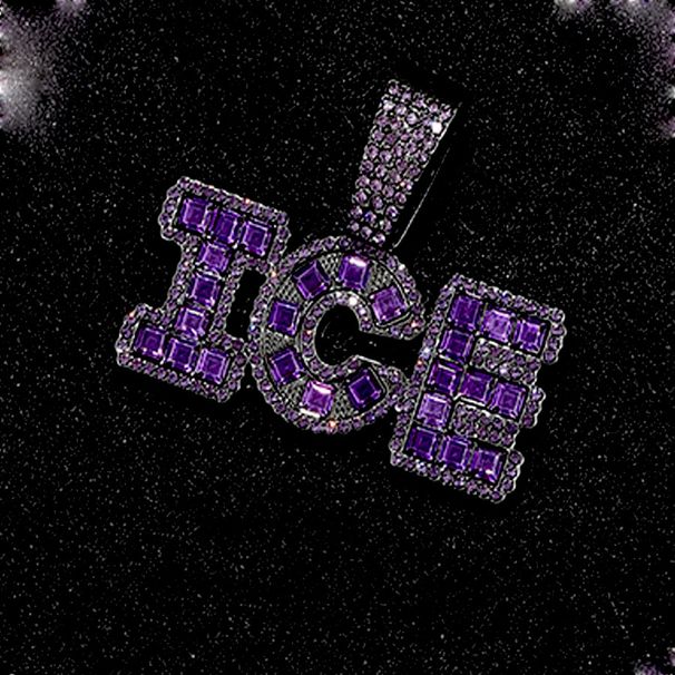 Alloy Diamond Purple ICE Hip Hop Pendant Jewelry Ins Personalized Fashion Cool Cuban Chain_ipsvogv.com