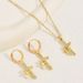 Niche Simple Cross Necklace Earrings Set Ins Light Luxury Inlaid Zircon Design Necklace Set Clavicle Chain_ipsvogv.com