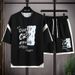 Men's Clothing Short-sleeved T-shirt men's two-piece set mid-sleeve hot sale 2024 new style trendy five-point sleeve top casual suit pure cotton_ipsvogv.com