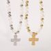 N12034 new personalized and fashionable necklace, pearl splicing cross, niche design, collarbone chain_ipsvogv.com