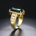 Fashion geometric large gemstone female ring inlaid with green stone plated with gold popular jewelry_ipsvogv.com