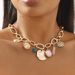 N11634 Medieval Creative Round Card Pendant Necklace Hip Hop Geometric Thick Chain Sweet Cool Style Neckchain_ipsvogv.com