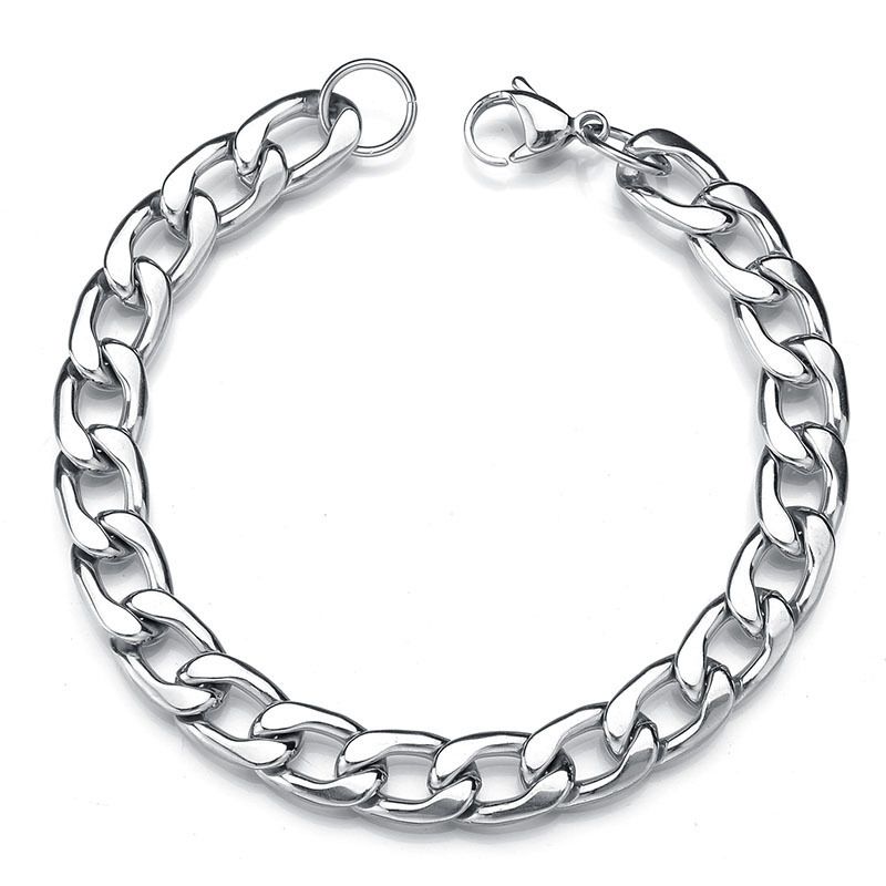 Minimalist Style Cuban Men Korean Version Punk Wide Bracelet For Students Hip-Hop Jewelry Titanium Steel Chain_ipsvogv.com