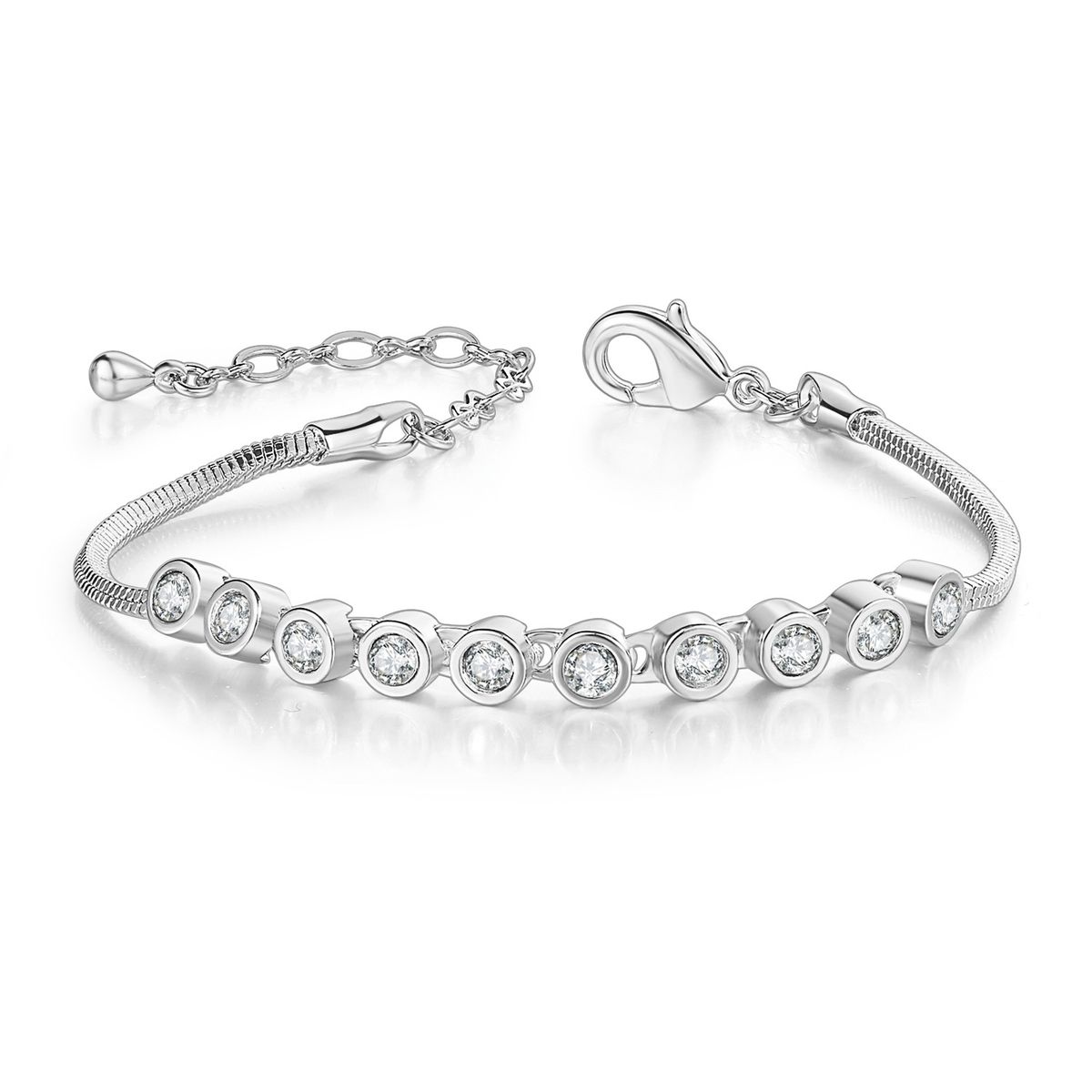 Unisex Fashion Simple Hot Sale Women's Chain Bracelet Rose Gold Plated Colored Zircon Jewelry_ipsvogv.com