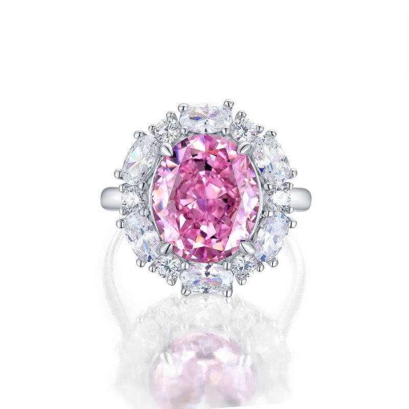 High Carbon Diamond Pink Diamond Ring High Grade S925 Silver Ring Holiday Gift_ipsvogv.com