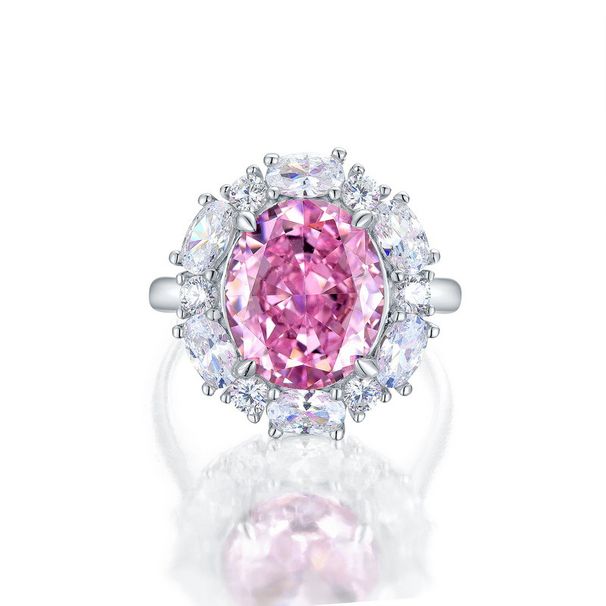 High Carbon Diamond Pink Diamond Ring High Grade S925 Silver Ring Holiday Gift_ipsvogv.com