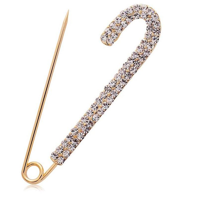 Simple rhinestone large pin buckle pin Korean clothing accessories sweater accessories men and women clothes cardigan jacket brooch_ipsvogv.com